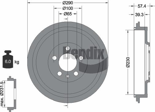 BENDIX Braking BDM1059 - Гальмівний барабан autocars.com.ua