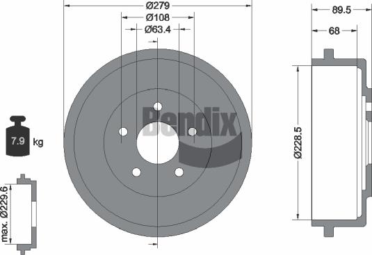 BENDIX Braking BDM1060 - Гальмівний барабан autocars.com.ua