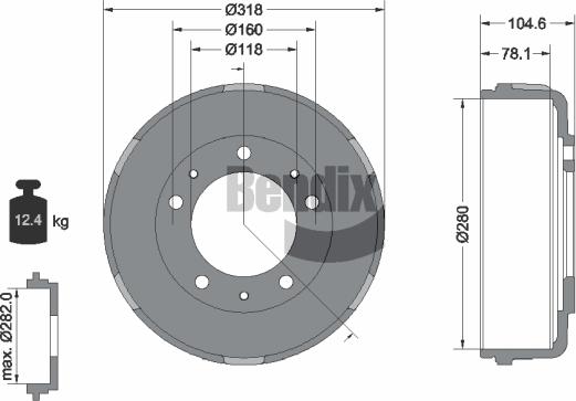 BENDIX Braking BDM1062 - Гальмівний барабан autocars.com.ua