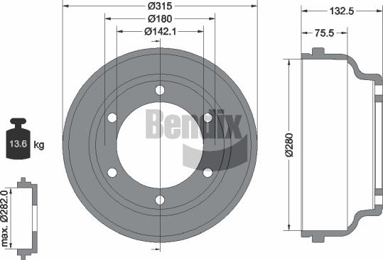 BENDIX Braking BDM1064 - Гальмівний барабан autocars.com.ua