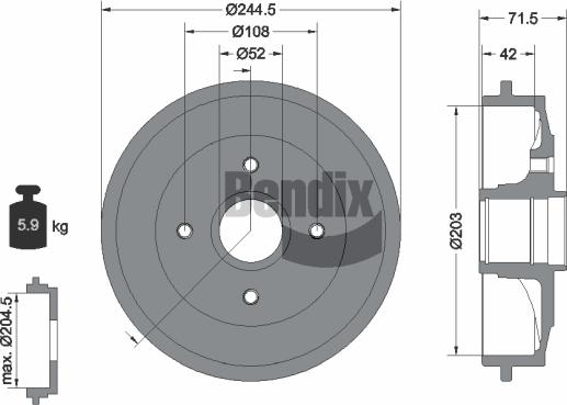 BENDIX Braking BDM1069 - Гальмівний барабан autocars.com.ua