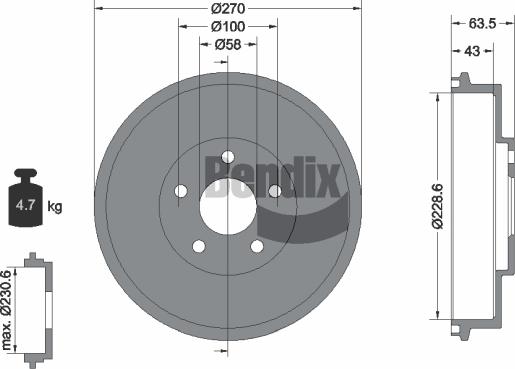 BENDIX Braking BDM1084 - Гальмівний барабан autocars.com.ua
