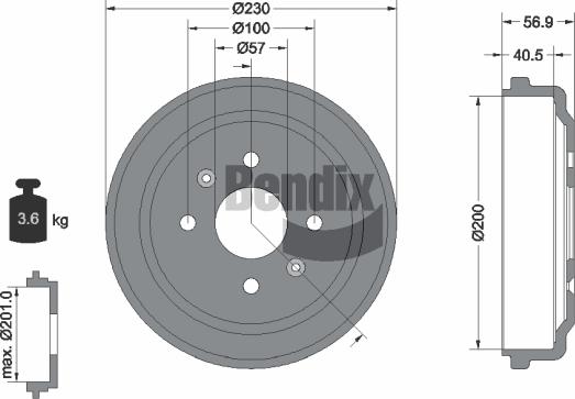 BENDIX Braking BDM1087 - Гальмівний барабан autocars.com.ua