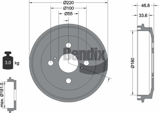 BENDIX Braking BDM1104 - Гальмівний барабан autocars.com.ua