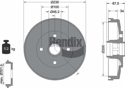 BENDIX Braking BDM1105 - Гальмівний барабан autocars.com.ua