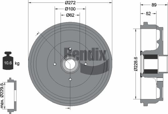 BENDIX Braking BDM1115 - Гальмівний барабан autocars.com.ua