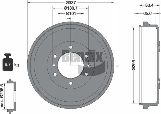 BENDIX Braking BDM1117 - Гальмівний барабан autocars.com.ua