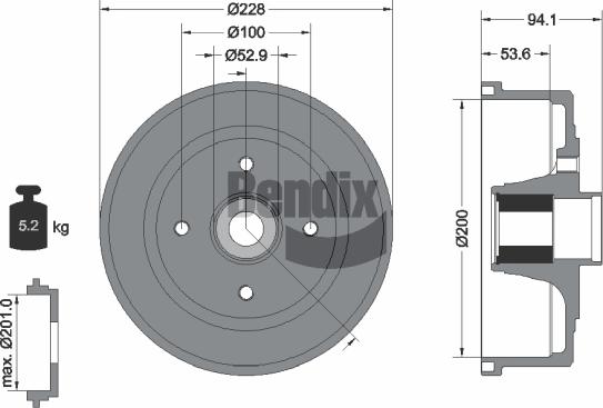 BENDIX Braking BDM1125 - Гальмівний барабан autocars.com.ua