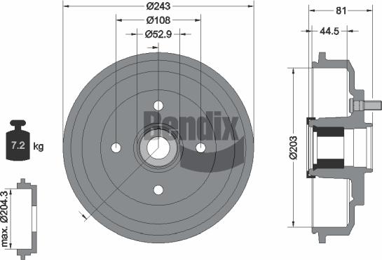 BENDIX Braking BDM1127 - Гальмівний барабан autocars.com.ua