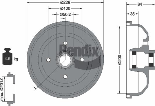 BENDIX Braking BDM1134 - Гальмівний барабан autocars.com.ua