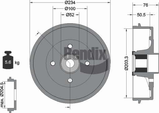 BENDIX Braking BDM1135 - Гальмівний барабан autocars.com.ua