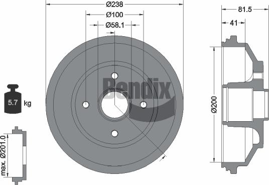 BENDIX Braking BDM1137 - Гальмівний барабан autocars.com.ua