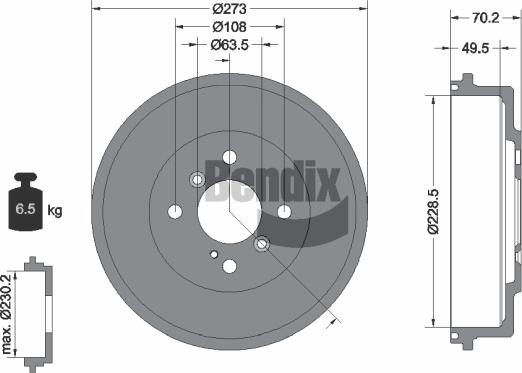 BENDIX Braking BDM1140 - Гальмівний барабан autocars.com.ua