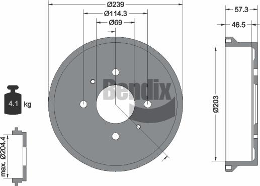 BENDIX Braking BDM1144 - Гальмівний барабан autocars.com.ua