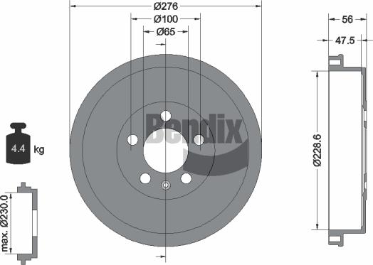 BENDIX Braking BDM1148 - Гальмівний барабан autocars.com.ua