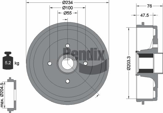 BENDIX Braking BDM1158 - Гальмівний барабан autocars.com.ua