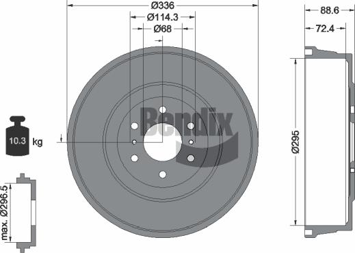 BENDIX Braking BDM1165 - Гальмівний барабан autocars.com.ua