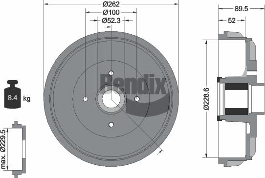 BENDIX Braking BDM1173 - Гальмівний барабан autocars.com.ua