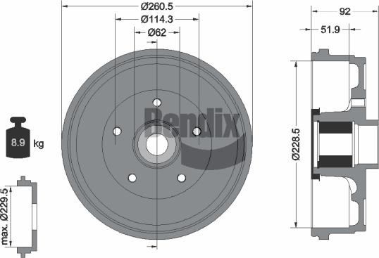 BENDIX Braking BDM1174 - Гальмівний барабан autocars.com.ua