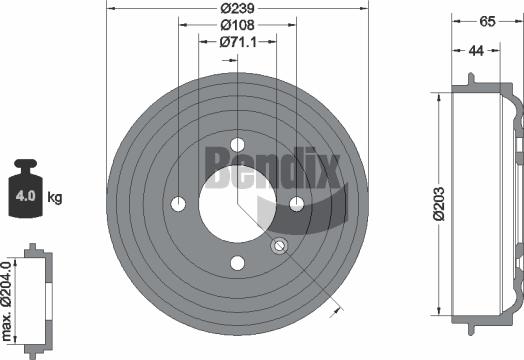 BENDIX Braking BDM1188 - Гальмівний барабан autocars.com.ua