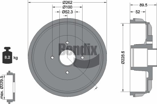 BENDIX Braking BDM1190 - Гальмівний барабан autocars.com.ua