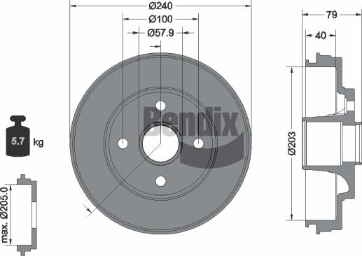 BENDIX Braking BDM1192 - Гальмівний барабан autocars.com.ua