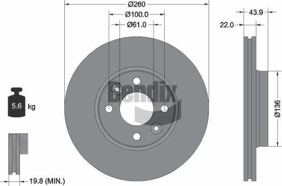 BENDIX Braking BDS1003 - Гальмівний диск autocars.com.ua