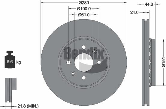 BENDIX Braking BDS1012 - Гальмівний диск autocars.com.ua