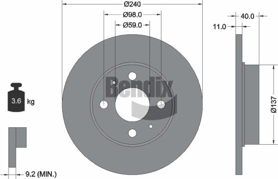 BENDIX Braking BDS1020 - Гальмівний диск autocars.com.ua