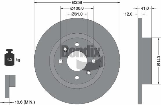 BENDIX Braking BDS1036 - Гальмівний диск autocars.com.ua