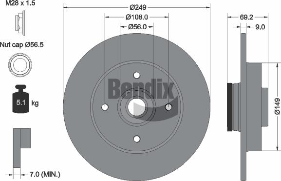 BENDIX Braking BDS1040 - Гальмівний диск autocars.com.ua