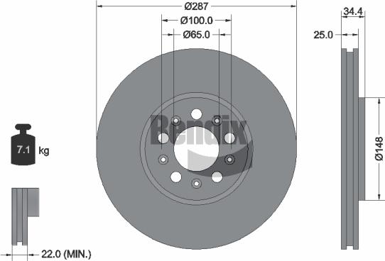 BENDIX Braking BDS1052HC - Гальмівний диск autocars.com.ua