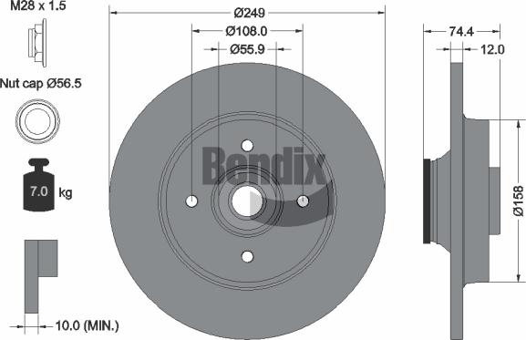 BENDIX Braking BDS1058 - Гальмівний диск autocars.com.ua