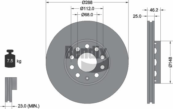 BENDIX Braking BDS1070HC - Гальмівний диск autocars.com.ua