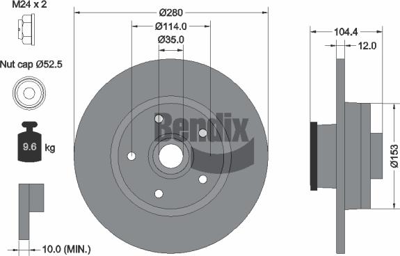 BENDIX Braking BDS1112 - Гальмівний диск autocars.com.ua