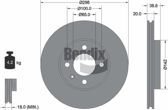 BENDIX Braking BDS1115 - Гальмівний диск autocars.com.ua