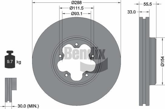 BENDIX Braking BDS1151 - Гальмівний диск autocars.com.ua