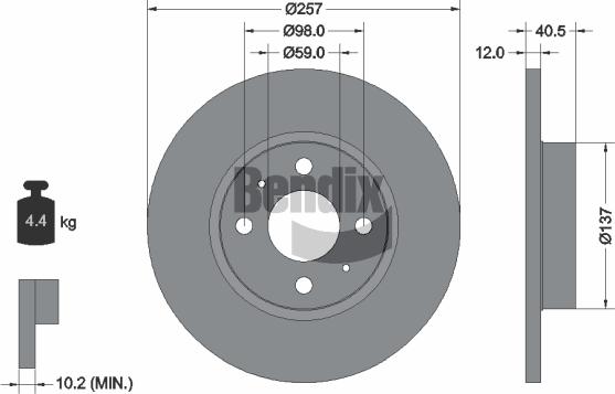 BENDIX Braking BDS1157 - Гальмівний диск autocars.com.ua