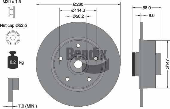 BENDIX Braking BDS1160 - Гальмівний диск autocars.com.ua