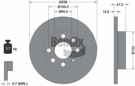 BENDIX Braking BDS1161 - Гальмівний диск autocars.com.ua