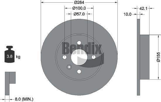 BENDIX Braking BDS1182 - Гальмівний диск autocars.com.ua