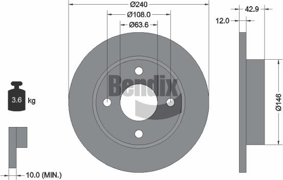 BENDIX Braking BDS1191 - Гальмівний диск autocars.com.ua
