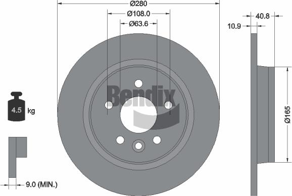 BENDIX Braking BDS1210 - Гальмівний диск autocars.com.ua