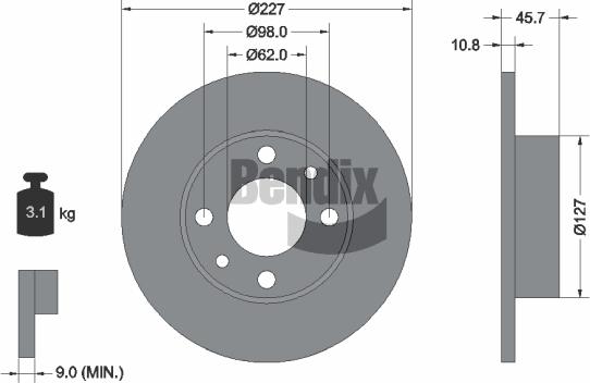 BENDIX Braking BDS1229 - Гальмівний диск autocars.com.ua