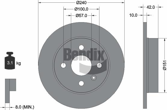 BENDIX Braking BDS1249 - Гальмівний диск autocars.com.ua