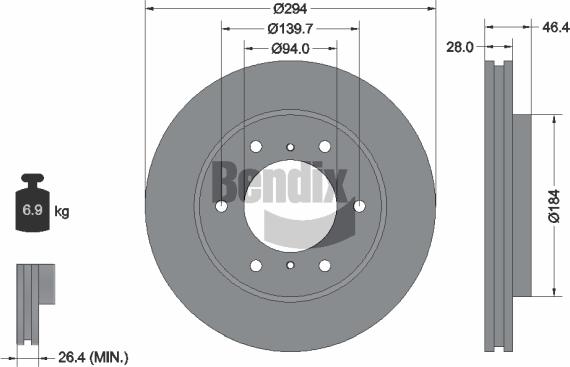 BENDIX Braking BDS1273HC - Гальмівний диск autocars.com.ua