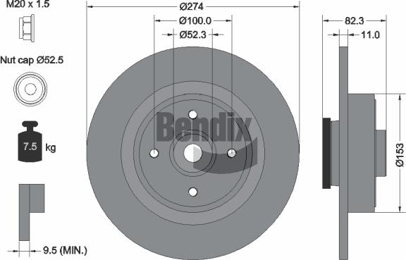 BENDIX Braking BDS1275 - Гальмівний диск autocars.com.ua