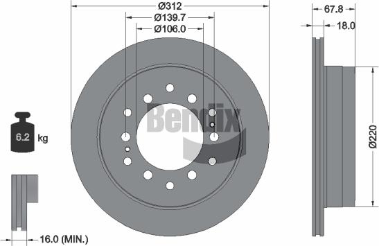 BENDIX Braking BDS1289 - Гальмівний диск autocars.com.ua