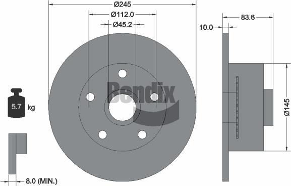 BENDIX Braking BDS1323 - Гальмівний диск autocars.com.ua
