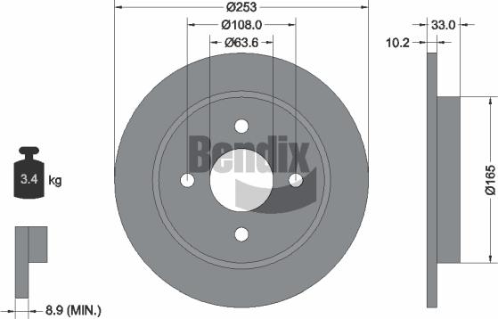 BENDIX Braking BDS1331 - Гальмівний диск autocars.com.ua